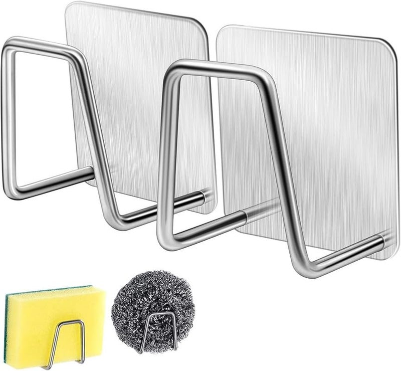 PARVY Kitchen Bathroom Dish Organizer| Storage Organizer| Small Sponge Holder| Waterproof Stainless Steel Sink Sponge Holder8 PCS - Image 1