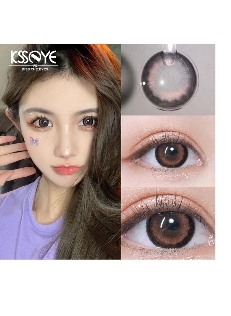 KSSEYE Yearly Brown Sugar Rose Colored Unisex Cosmetic Contact Lenses, Enlargement Collection With case - Image 2