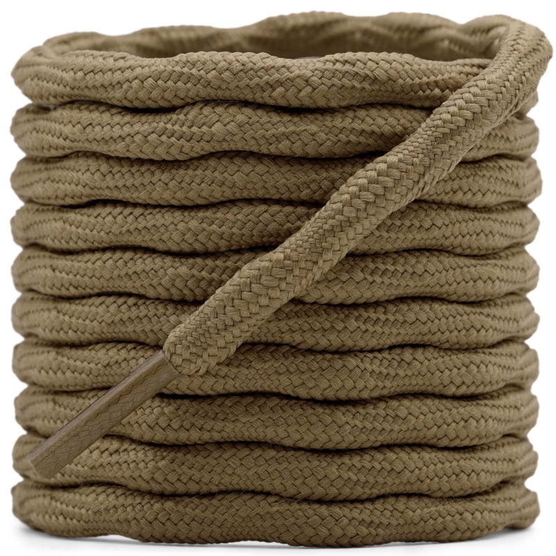 DELELE 2 Pair Round Wave Shape Non Slip Heavy Duty and Durable Outdoor Climbing Shoelaces Light Brown Hiking Shoe Laces Shoestrings-63 inch - Image 1