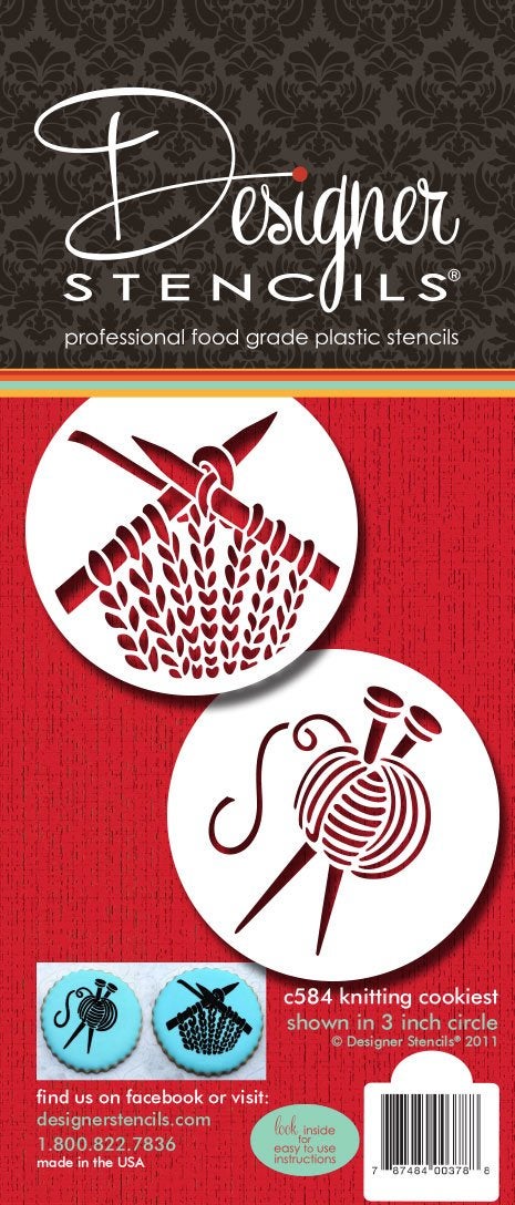 Designer Stencils C584 Knitting Cookie Stencil Set, Beige/semi-transparent - Image 4