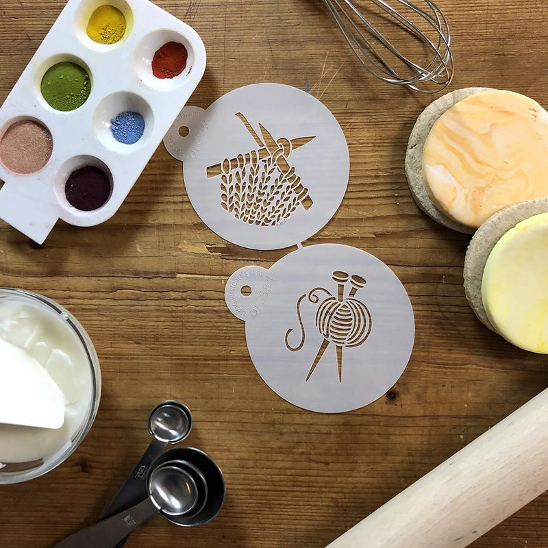 Designer Stencils C584 Knitting Cookie Stencil Set, Beige/semi-transparent - Image 5