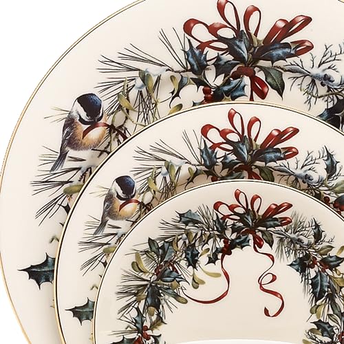 LENOX لينوكس 185591602 تحيات الشتاء، عظام الصين العاجية، مجموعة إعداد طاولة مكونة من 5 قطع، مجموعة أدوات مائدة عيد الميلاد، استضافة العطلات - Image 2
