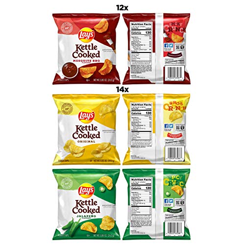 Lay's Kettle Cooked Potato Chips, Variety Pack, 0.85 Ounce (Pack of 40) - Image 2