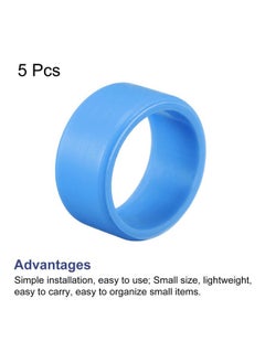 MECCANIXITY Silicone Rubber Bands Rings Non-Slip 1" Flat Width 18Mm Id Blue For Wrapping Paper, Cord Wraps, Bundle 5Pcs  - Image 3