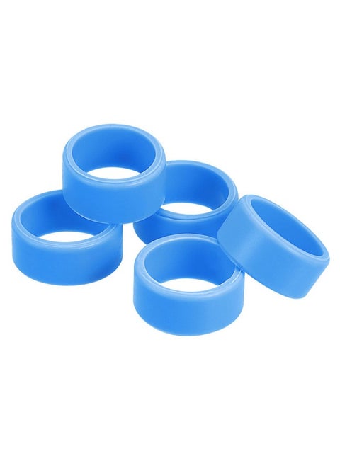 Silicone Rubber Bands Rings Non-Slip 1" Flat Width 18Mm Id Blue For Wrapping Paper, Cord Wraps, Bundle 5Pcs