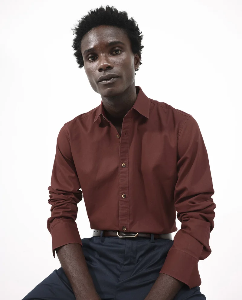 Rare Rabbit Rare Rabbit Men's Arlet Red Cotton Fabric Full Sleeve Regular Fit Solid Shirt