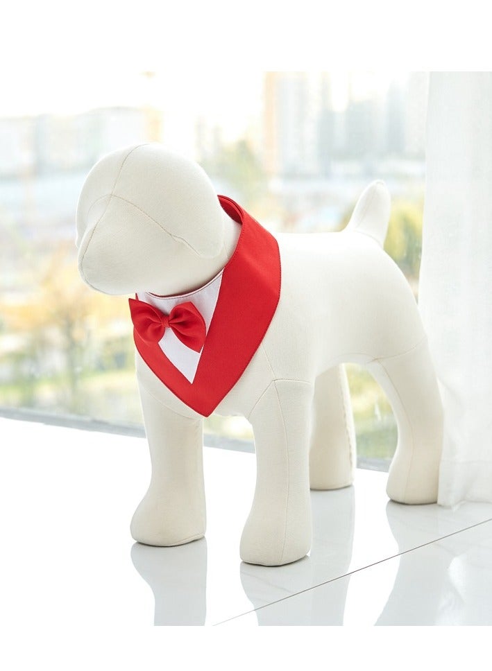 إسكدنيا سهرة الرسمية القط الزفاف باندانا طوق مع القوس التعادل القط زي عيد ميلاد عيد الحب زي الأليفة (RED-L) - Image 3