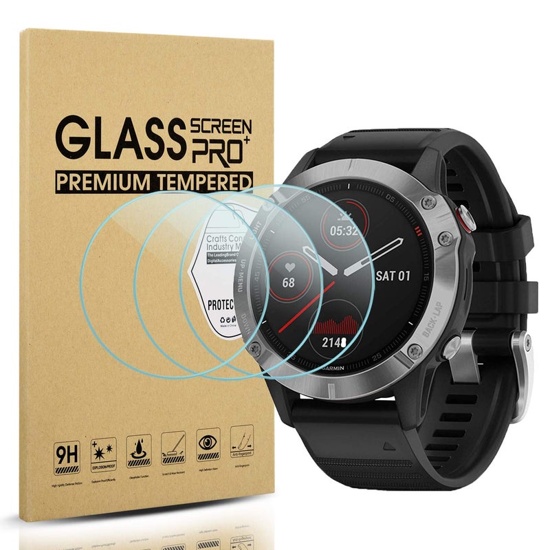 Suoman 3 Pack for Garmin Fenix 6/6 Pro/6 Sapphire/6 Pro Solar Screen Protector, 9H Hardness Ultra-Thin Tempered Glass Screen Protective Film [Anti-Scratch] ï»¿ - Image 1