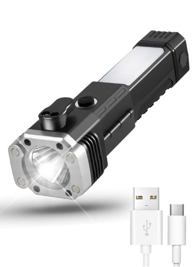 AHAKAC Waterproof Flashlights with High Lumens-Zoomable Led Flashlight with Broken Window Hammer-3 Lighting Modes Adjustable Brightness Flash Light for Outdoor  - Image 1