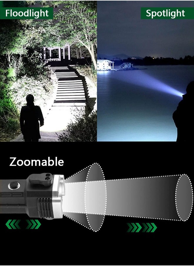 AHAKAC Waterproof Flashlights with High Lumens-Zoomable Led Flashlight with Broken Window Hammer-3 Lighting Modes Adjustable Brightness Flash Light for Outdoor  - Image 3
