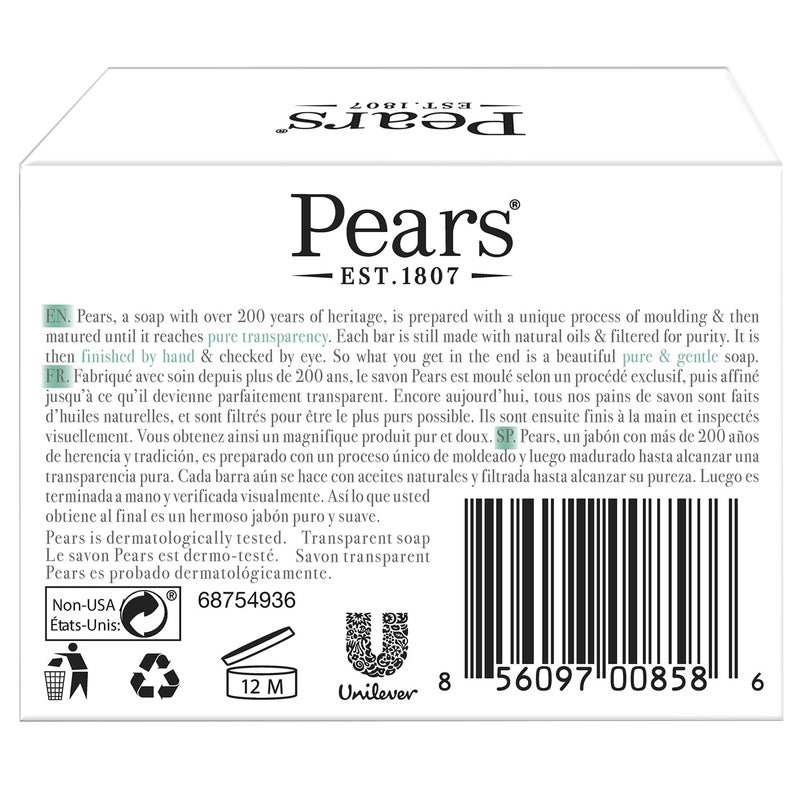 Pears Soap, Pure & Gentle with Lemon Flower Extracts, 5-Pack â€“ Transparent Green Glycerin Soap for Radiant, Glowing Skin, 4.4 Oz Ea - Image 2