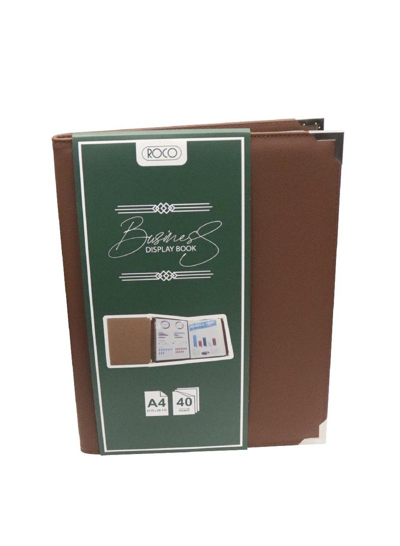 ROCO Display Book 40 Pockets A4 Leather Brown - Image 1