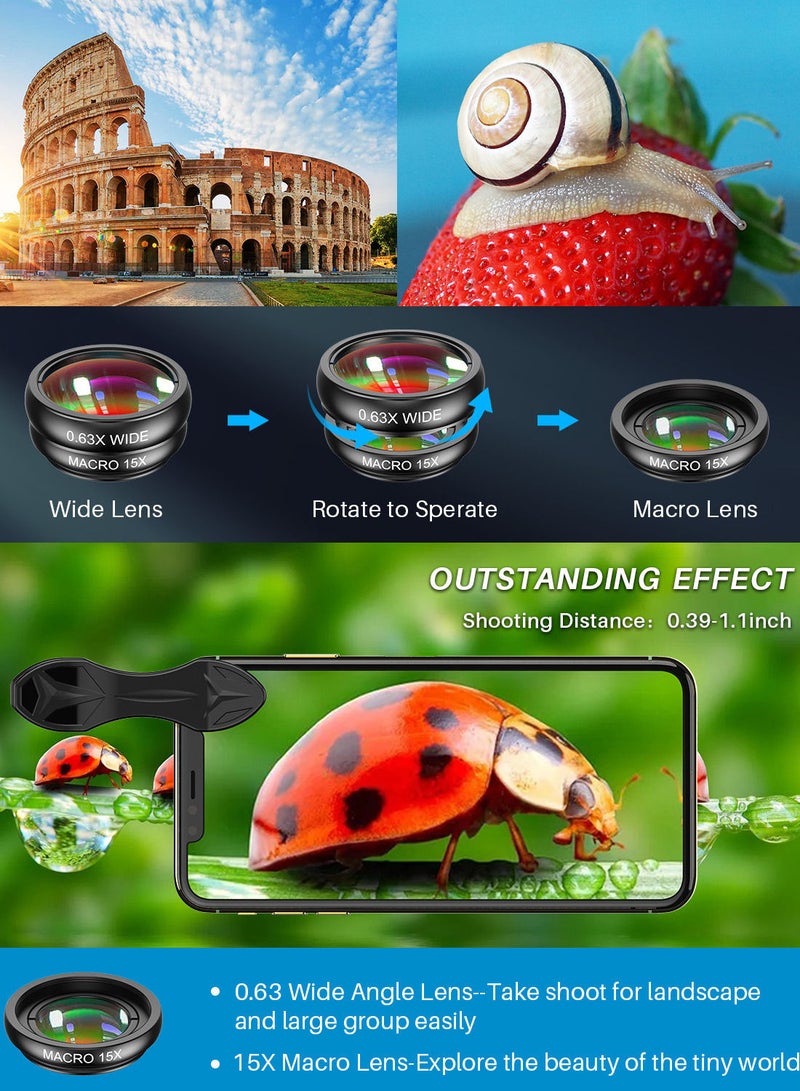 APEXEL طقم عدسات الهاتف المحمول 10 في 1 ذات الزاوية الواسعة وعين السمكة - Image 4