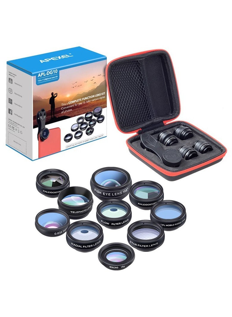 APEXEL طقم عدسات الهاتف المحمول 10 في 1 ذات الزاوية الواسعة وعين السمكة - Image 2