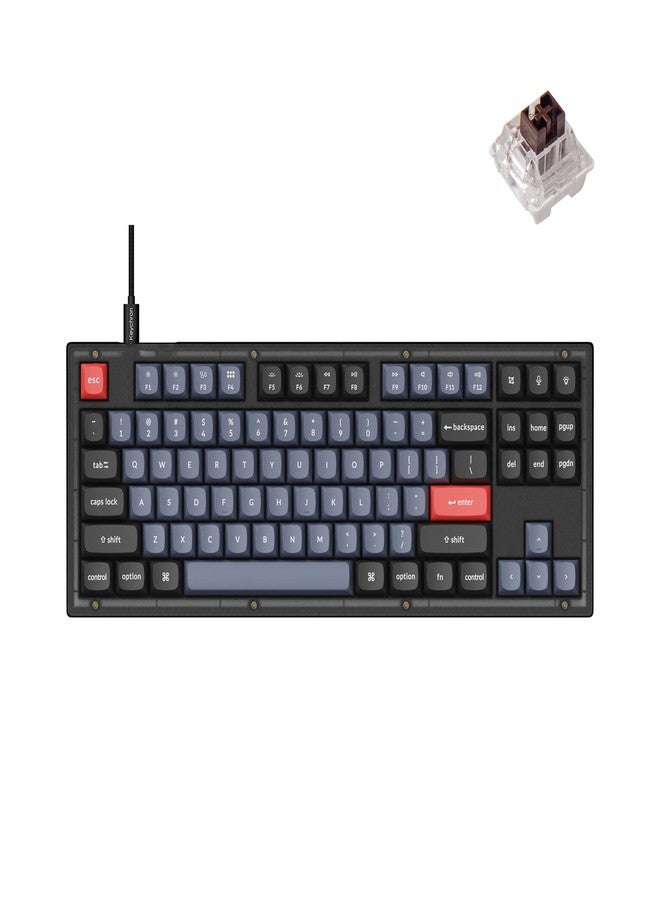 Keychron V3 Wired Custom Mechanical Keyboard, TKL Tenkeyless QMK/VIA Programmable Macro with Hot-swappable Keychron K Pro Brown Switch Compatible with Mac Windows Linux (Frosted Black-Translucent) - Image 1