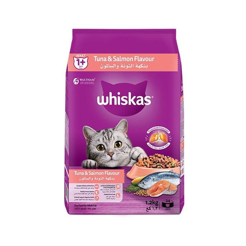 ويسكاس Whiskas Tuna and Salmon Flavour Dry Cat Food - 1.2 kg