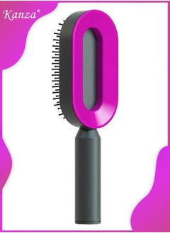 Kanza Self Cleaning Curly Hair Brush with Holder Detangler Brush For Curly Hair Wet Shower Hair Brush Hair Detangler Hair Brush for Thick Hair Curl Defining & Detangling Wetbrush Purple  - Image 2