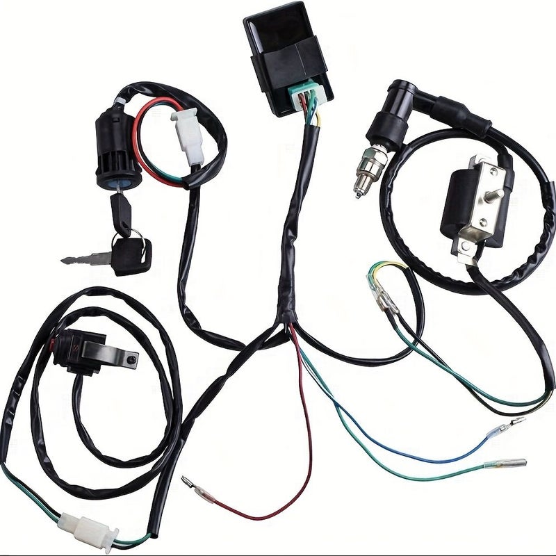 طقم إعادة بناء wiring harness (حزمة الأسلاك) CDI Coil ملحق شمعة الإشعال لـ 50cc 70cc 90cc 110cc 125cc ATV Quad Buggy - Image 1