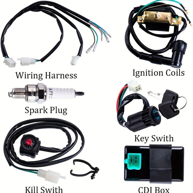 طقم إعادة بناء wiring harness (حزمة الأسلاك) CDI Coil ملحق شمعة الإشعال لـ 50cc 70cc 90cc 110cc 125cc ATV Quad Buggy - Image 3