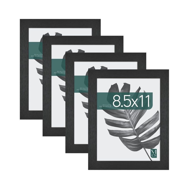 MCS Studio Gallery 85x11 Picture Frame Black Woodgrain Rectangle Photo Frame for Photos Posters  Art Prints  Easel for Tapletop Display 4Pack