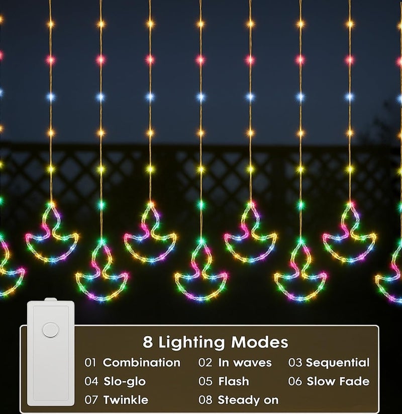 Litehom10 Diya Curtain, 120 LED, 8 Modes, Multi-Colour Decoration,Diwali, Navratri, Christmas,Home Decor (Multi-Colour) - Image 2