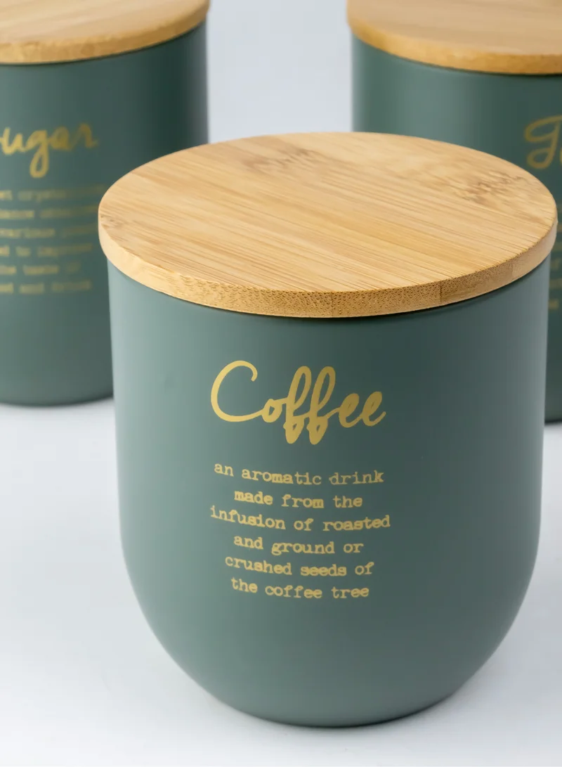 Cuisine Art EARL Coffee Canister with Bamboo Lid Petite Coffee Storage Container - Compact Coffee Caddy - Stylish Coffee Organizer - Airtight Coffee Preservation - Mini Coffee Tin - 9x9cm Dash Green