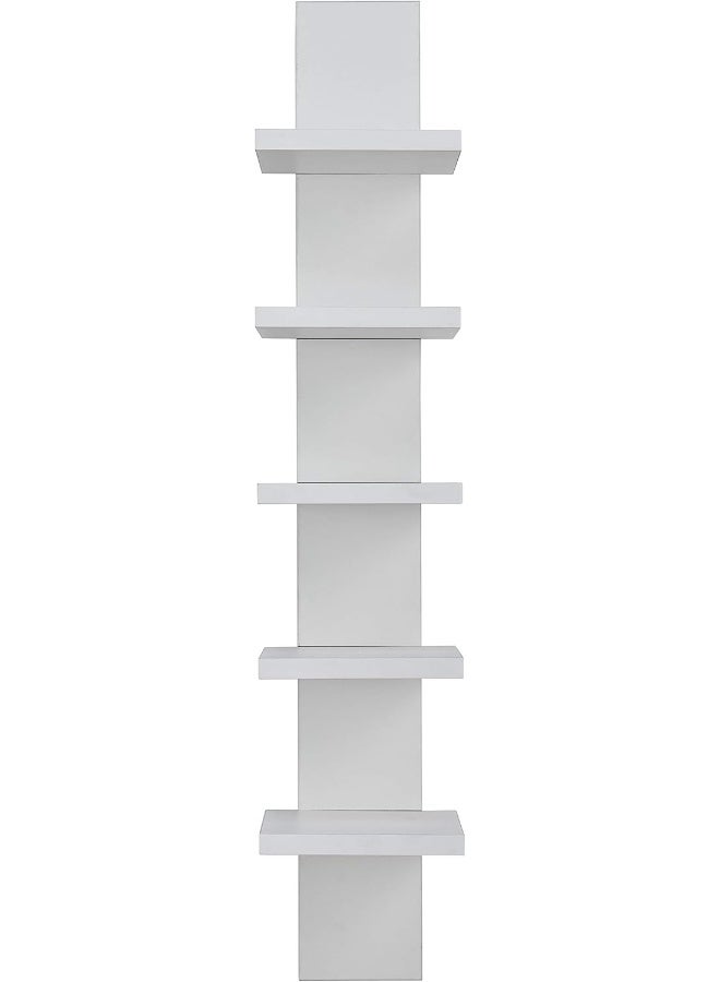 Danya B Danya B 5 Tier Wall Shelf Unit Narrow Smooth Laminate Finish - Vertical Column Shelf Floating Storage Home Decor Organizer Tall Tower Design Utility Shelf Bedroom Living Room 5.1" x 6" x 30" (White)  - Image 1