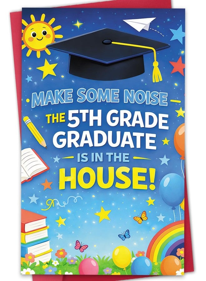 ATTLVV 5th Grade Graduation Card, Elementary School Graduation Gift Card with Printed Message Inside, Congratulations Card for Kids, with Luxury Red Envelope and Gold Seal Sticker - Image 1