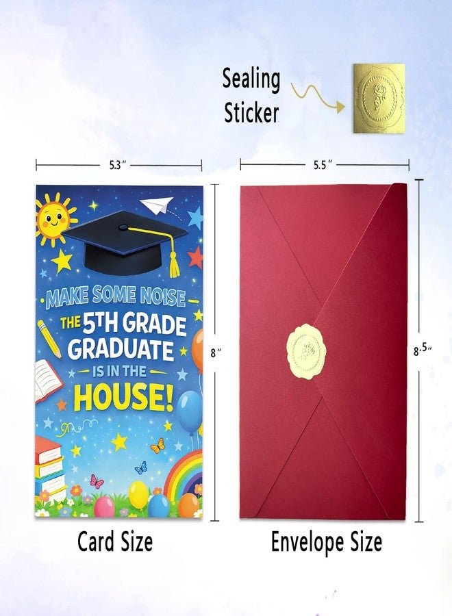 ATTLVV 5th Grade Graduation Card, Elementary School Graduation Gift Card with Printed Message Inside, Congratulations Card for Kids, with Luxury Red Envelope and Gold Seal Sticker - Image 3