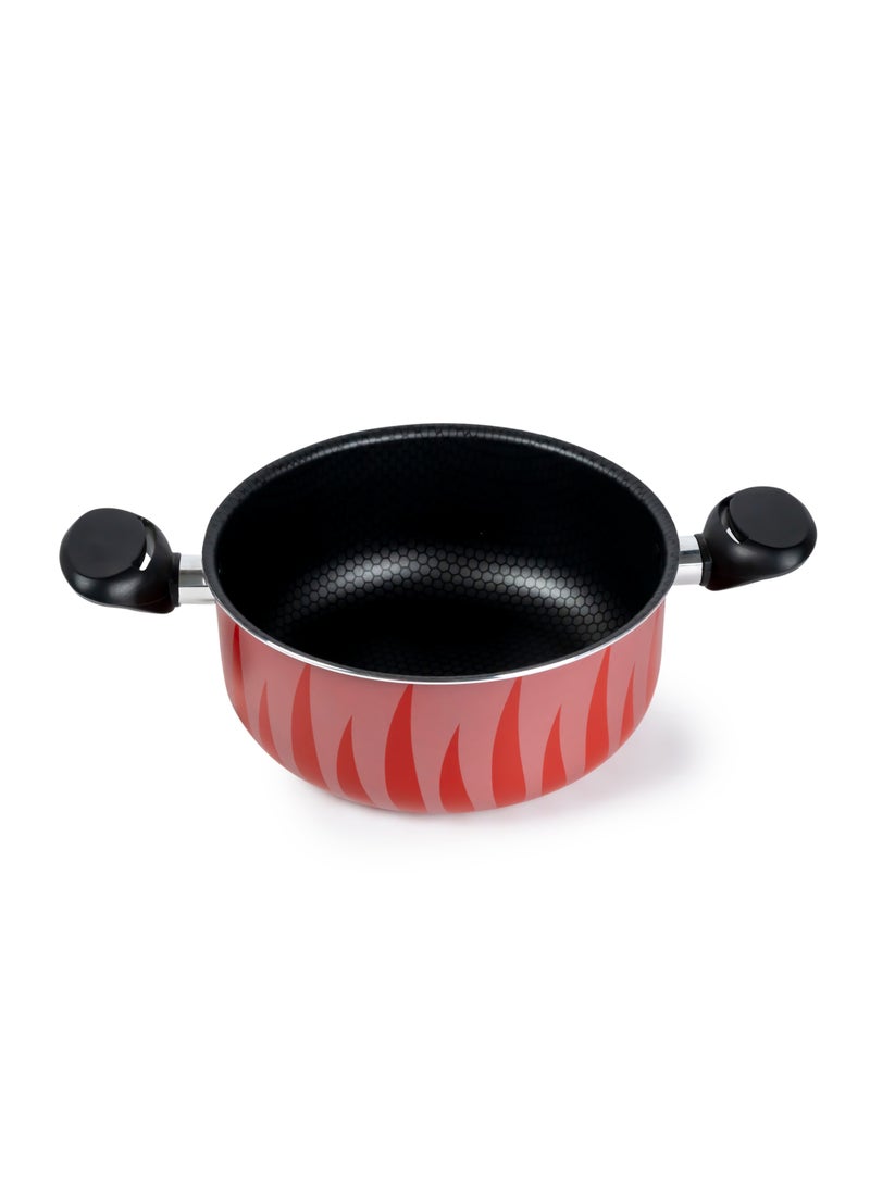 SENSTAN Flame Design Aluminium Non-Stick Casserole with Lid and, Stew Pot Suitable for Gas, Electric, Induction, and Ceramic Stove  - 24cm - Image 2