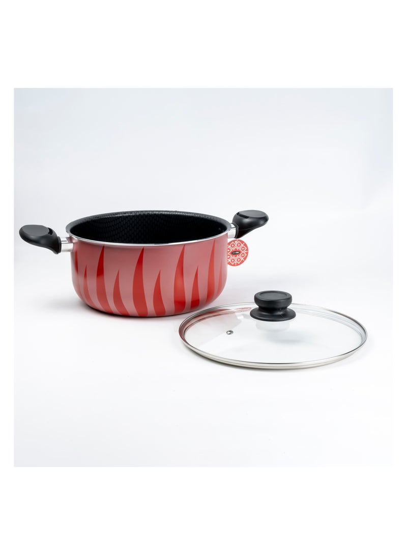 SENSTAN Flame Design Aluminium Non-Stick Casserole with Lid and, Stew Pot Suitable for Gas, Electric, Induction, and Ceramic Stove  - 24cm - Image 3