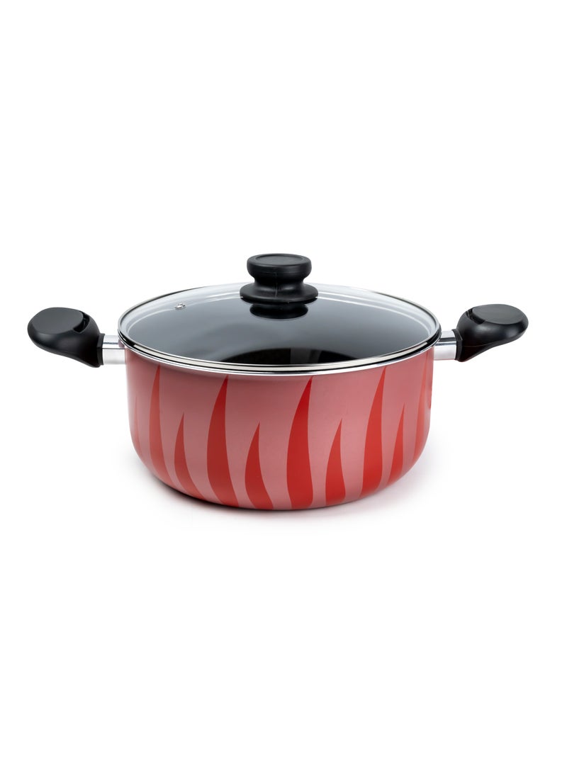 SENSTAN Flame Design Aluminium Non-Stick Casserole with Lid and, Stew Pot Suitable for Gas, Electric, Induction, and Ceramic Stove  - 24cm - Image 1