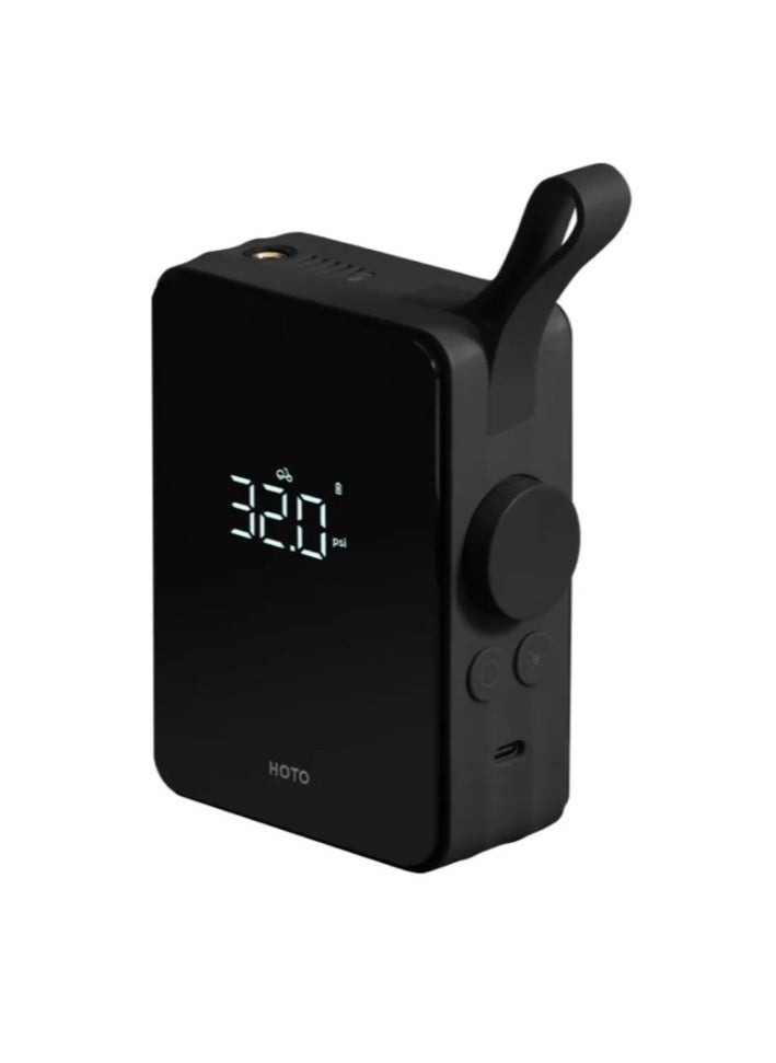 HOTO HOTO Portable Electric Air Compressor | Digital Air Compressor With 2500mAh High Capacity Battery 5 Preset Modes 150-psi Automatic Air Pump Integrated LED Light Auto Stop Function USB-C Charging - Black  - Image 1