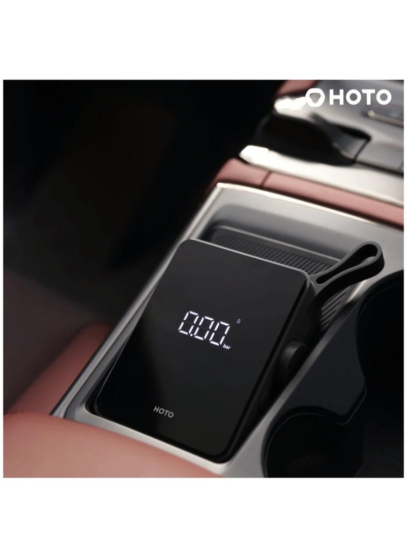 HOTO - HOTO Portable Electric Air Compressor | Digital Air Compressor With 2500mAh High Capacity Battery 5 Preset Modes 150-psi Automatic Air Pump Integrated LED Light Auto Stop Function USB-C Charging - Black - Image 1
