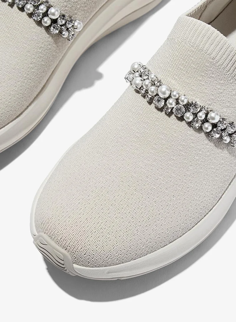 فيت فلوب F-MODE FLOW PEARLS-&-CRYSTAL KNIT SLIP-ON SNEAKERS