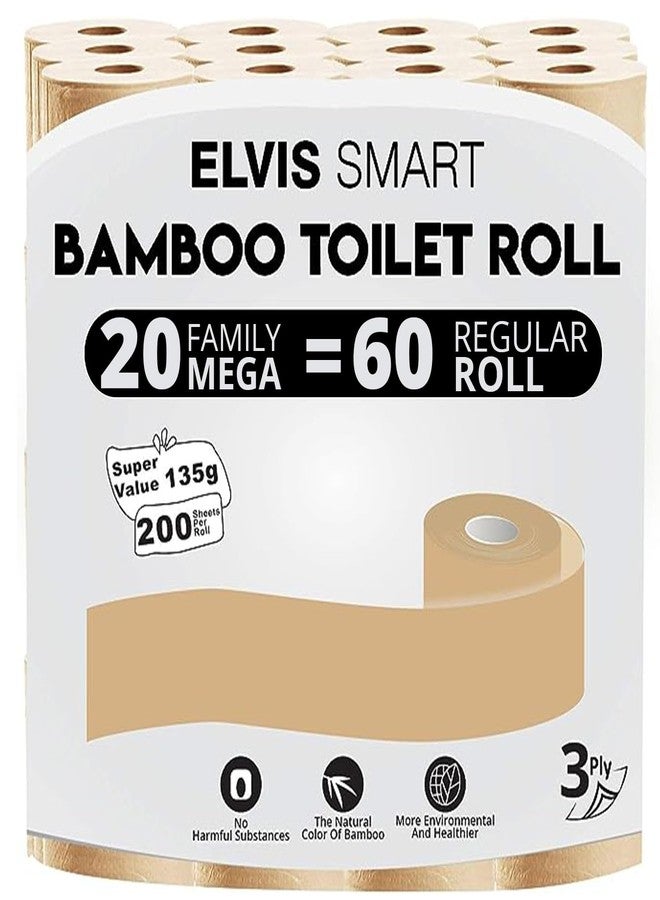 Elvissmart Natural Babmboo Toilet Paper Roll-3 Ply, 157 Sheets Per, Pack of 20 - Image 1