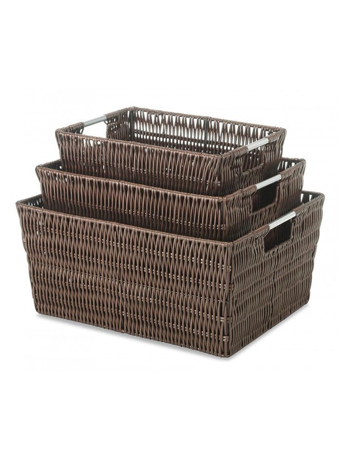 Whitmor Rattique Java Set of 3 Pieces Storage Baskets -Small (8.5"x11.4"x5.5"), Medium (9.8"x13"x6") and Large (11.4"x14.6"x6.5") - Image 2