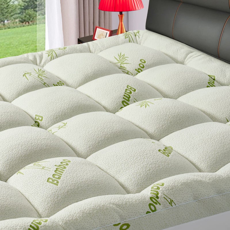 PATSBA Premium Viscose Made from Bamboo King Size Mattress Topper for Back Pain,1200 GSM Quilted Fitted Extra Thick Mattress Pad,Pillow Top Mattress Cover with Deep Pocket Up to 21 Inchesï¼ˆ78*80inchï¼‰ - Image 1