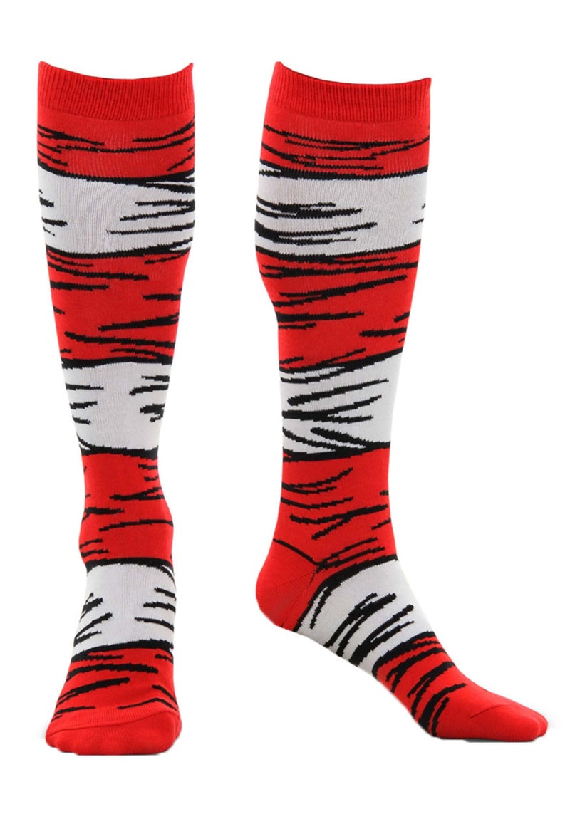 elope The Cat in the Hat Costume Kids' Socks - 18'' Knit Graphic Socks, Officially Licensed - Image 1
