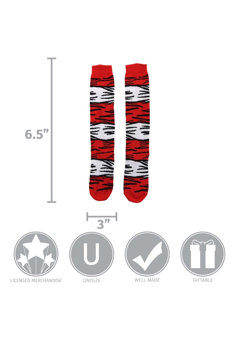 elope The Cat in the Hat Costume Kids' Socks - 18'' Knit Graphic Socks, Officially Licensed - Image 5