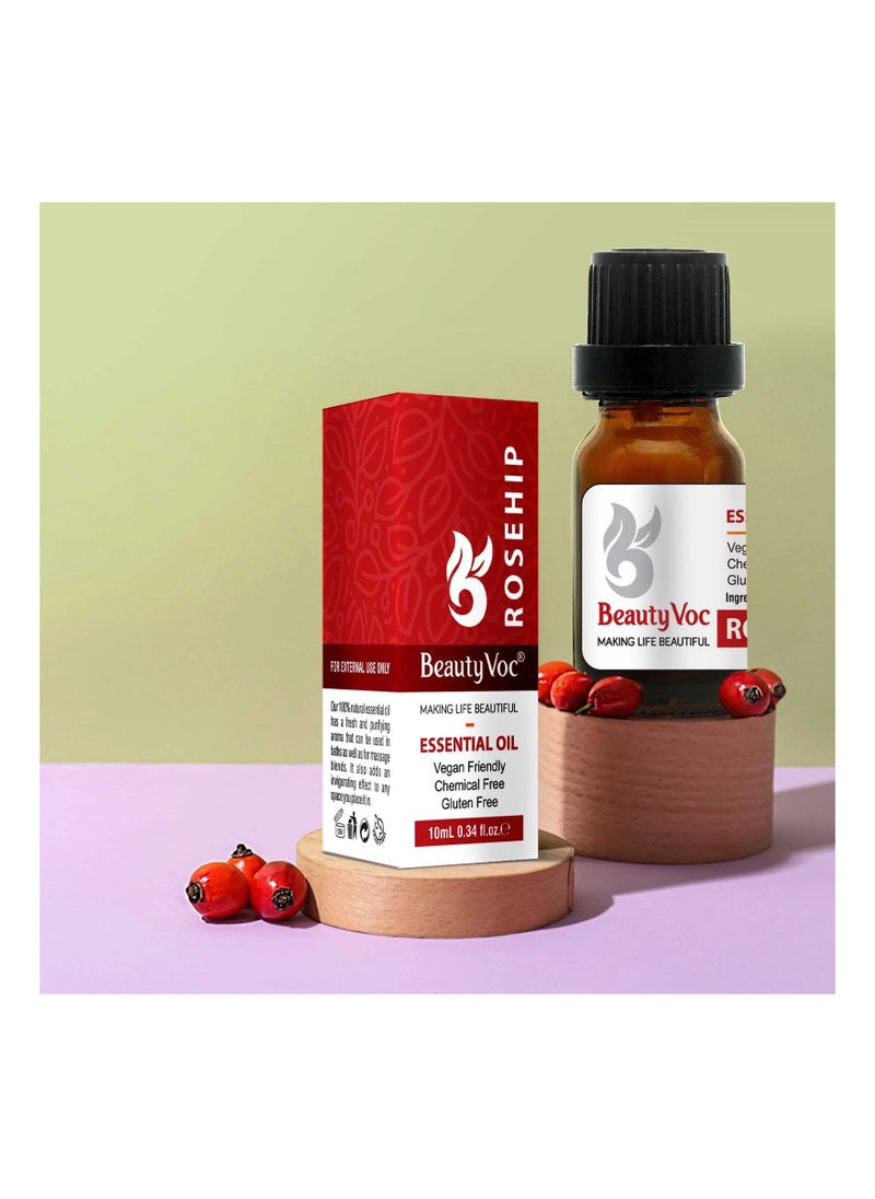 BEAUTY VOC Rosehip Oil: Extracted from Premium Rosehip Seeds Enriched with Vitamins, Antioxidants, and Essential Fatty Acids for Nourishing, Hydrating, Diminishing Fine Lines and Wrinkles, 10ml  - Image 3