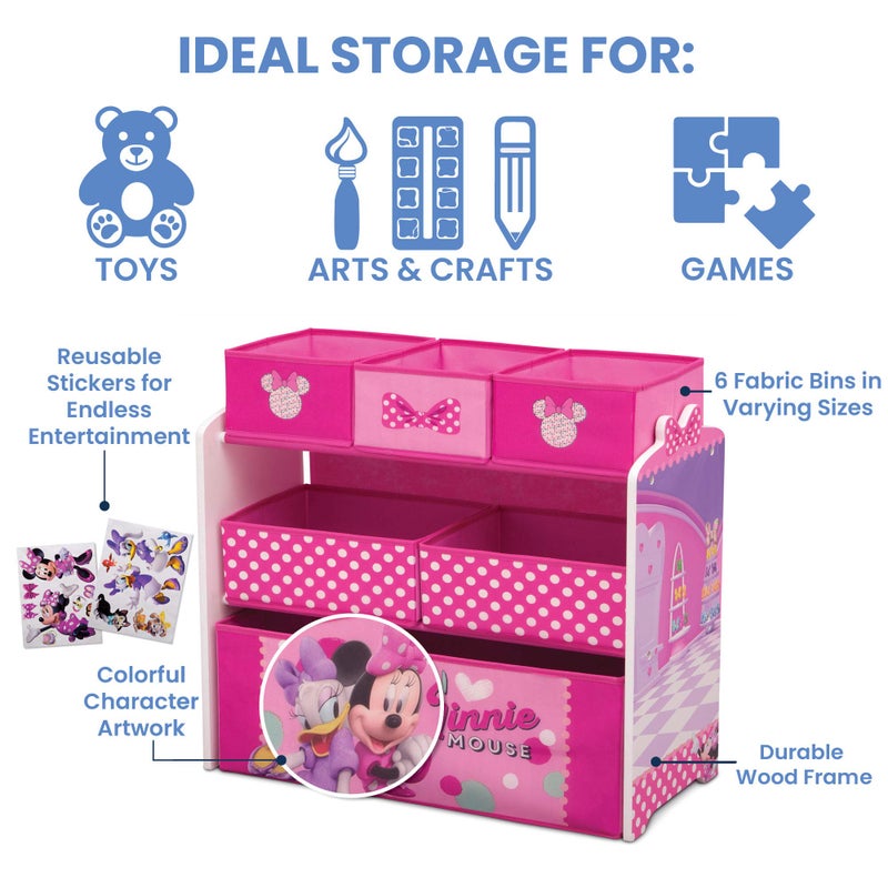 Delta Children Disney Minnie Mouse 6 Bin Design and Store Toy Organizer - Image 4