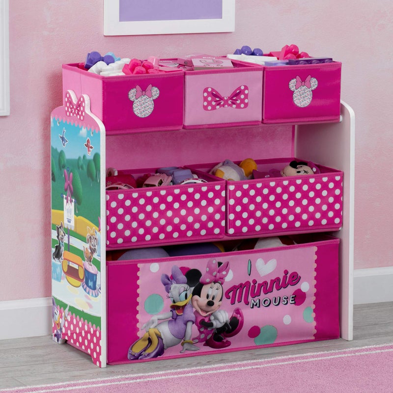 Delta Children Disney Minnie Mouse 6 Bin Design and Store Toy Organizer - Image 2