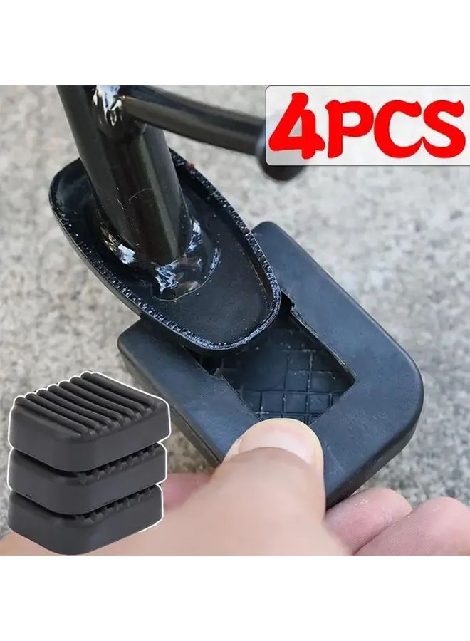 Black 2pcs Motorcycle Corner Brace Kickstand Pad Enlarged Rubber Base - Image 1