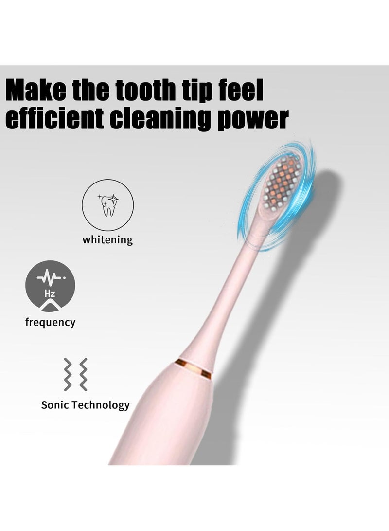 مجموعة فرشاة الأسنان الكهربائية سونيك فرشاة أسنان أوتوماتيكية قابلة لإعادة الشحن مع 4 رؤوس فرشاة وحقيبة تخزين وحامل 6 أوضاع تنظيف كهربائية لفرشاة الأسنان مناسبة للبالغين - Image 3