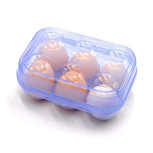 YOHA Clear Egg Storage Box Delicate 6 Girds Egg Dispenser Holder Case Refrigerator Crisper Camping Picnic Travel Portable Egg Carriage,Blue-6 - Image 1