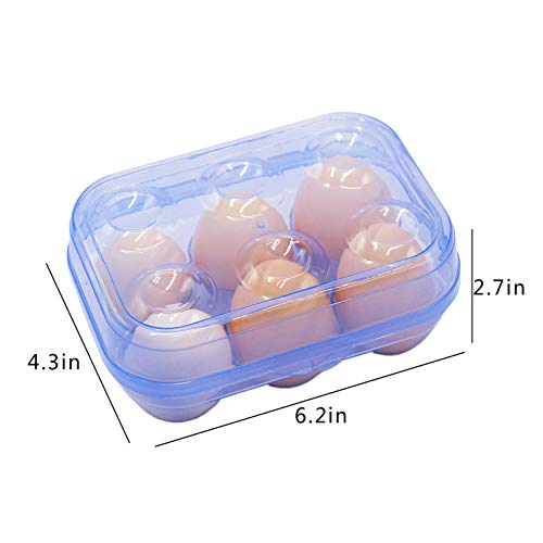YOHA Clear Egg Storage Box Delicate 6 Girds Egg Dispenser Holder Case Refrigerator Crisper Camping Picnic Travel Portable Egg Carriage,Blue-6 - Image 4