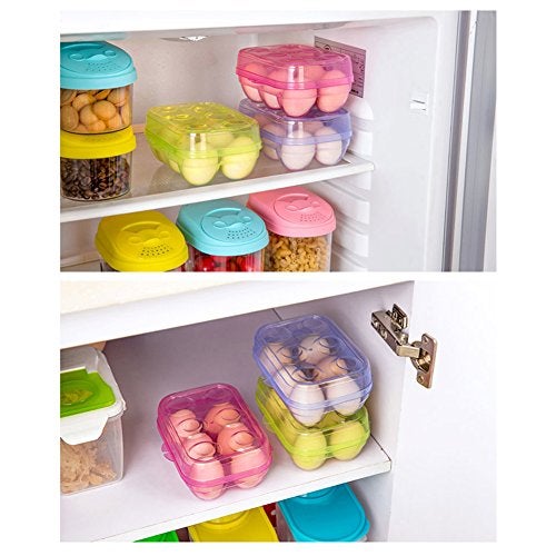 YOHA Clear Egg Storage Box Delicate 6 Girds Egg Dispenser Holder Case Refrigerator Crisper Camping Picnic Travel Portable Egg Carriage,Blue-6 - Image 3