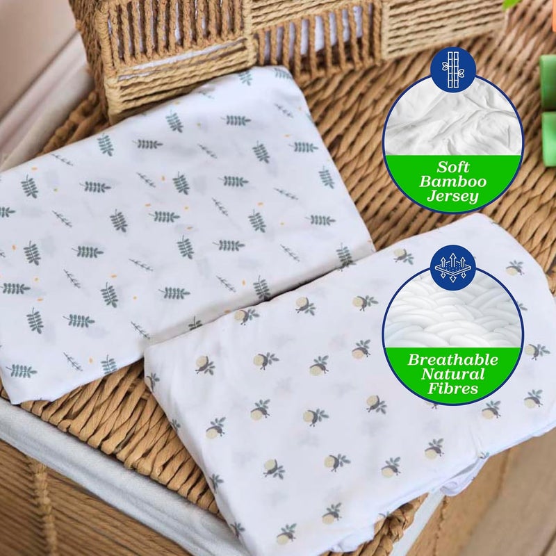 Chicco Baby Hug Crib Bamboo Sheets (2 Pack), Soft and Hypoallergenic, Thermoregulating, Eco-Friendly, Suitable for Sensitive Skin, Greenery - Image 3