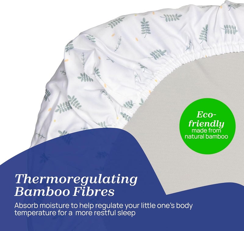 Chicco Baby Hug Crib Bamboo Sheets (2 Pack), Soft and Hypoallergenic, Thermoregulating, Eco-Friendly, Suitable for Sensitive Skin, Greenery - Image 4